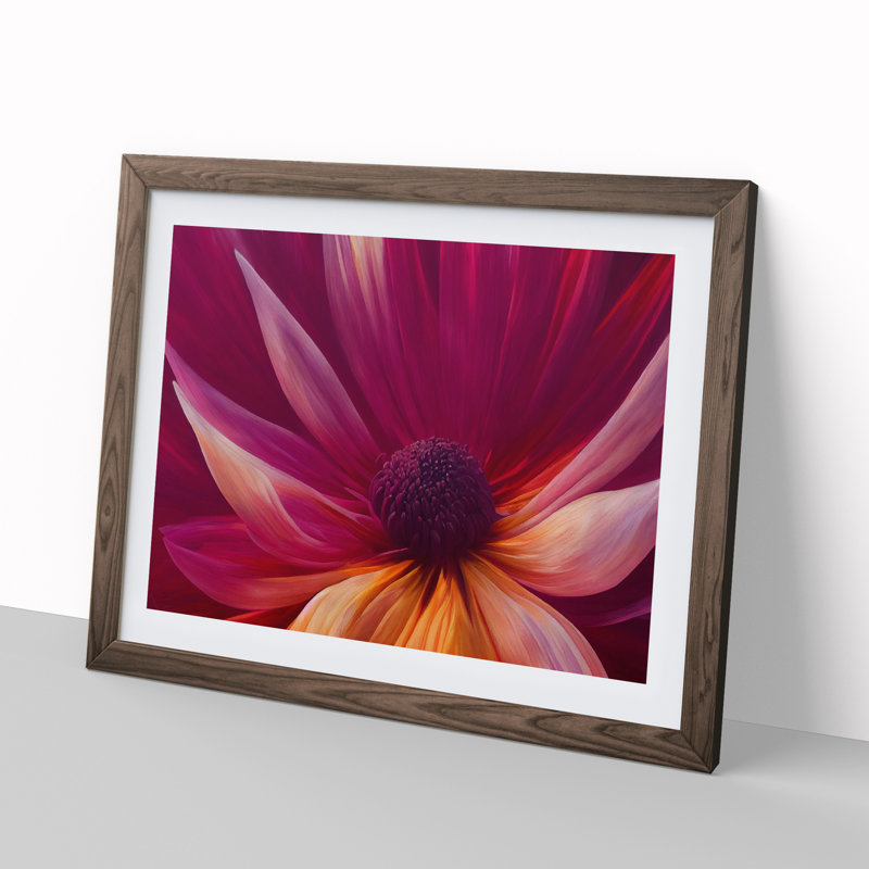 Popular Flower - Single Picture Frame Print, Walnut, 34cm H x 46cm W x 2cm D