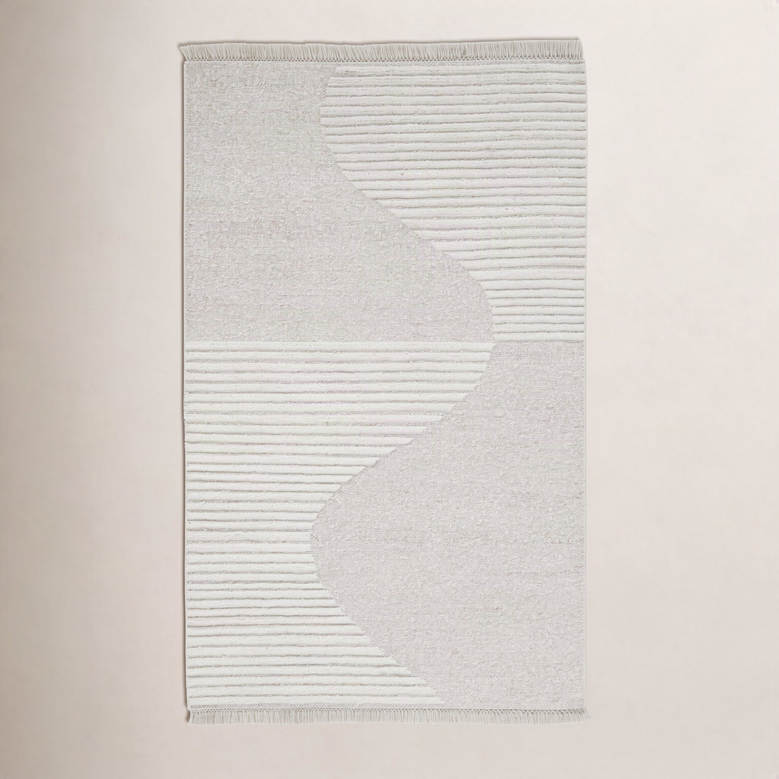 Alar Ivory Hand-Woven Wool Rug, Rectangle 5' x 8'