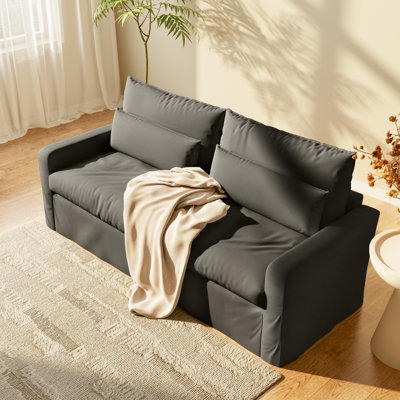 Somonia 80" Wide Down-filled  Sofa, 3-Seater Deep Seat for Small Spaces -Easy Assembly， Removable Washable Covers & Solid Wood Frame