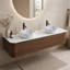 Meuble-lavabo Erba de 72 pouces avec lavabo, armoire murale en noyer avec porte-serviettes offert, lavabo double en céramique blanche de Carrare, sans bonde ni robinet, préassemblé-1598883544-1598883551