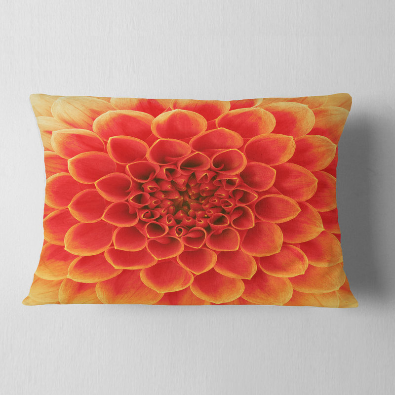 Coussin décoratif à motif floral abstrait, Orange clair
