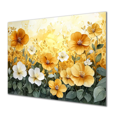 Été doré lueur d'hibiscus II - Hibiscus, décoration murale en métal, reproduction d'art traditionnelle en métal