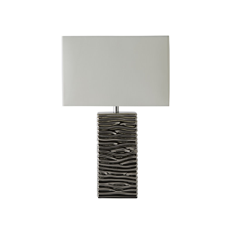 Rayburn Ceramic Table Lamp, No, Chrome Base/White Shade