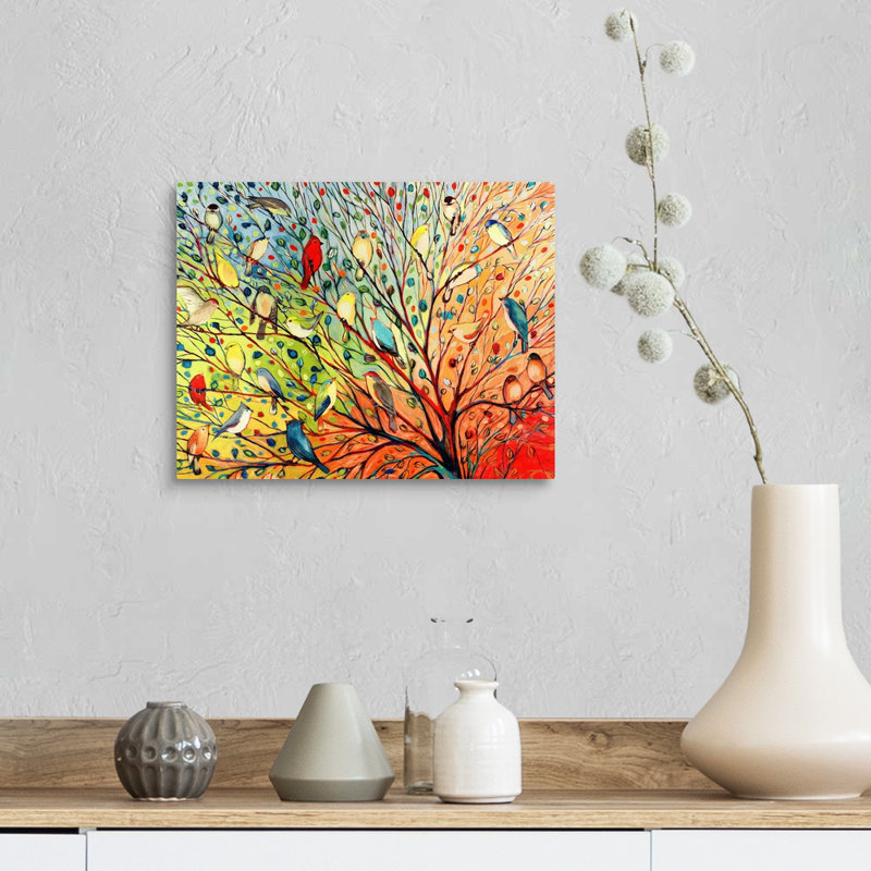 « Twenty Seven Birds » - Reproduction d'art graphique, H 11 po x l 14 po, Toile tendue, Sans cadre