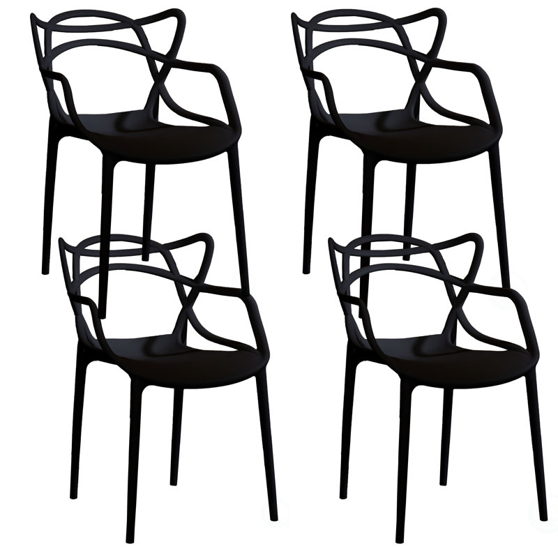 Chaise avec accoudoirs empilable Lyvia, Noir