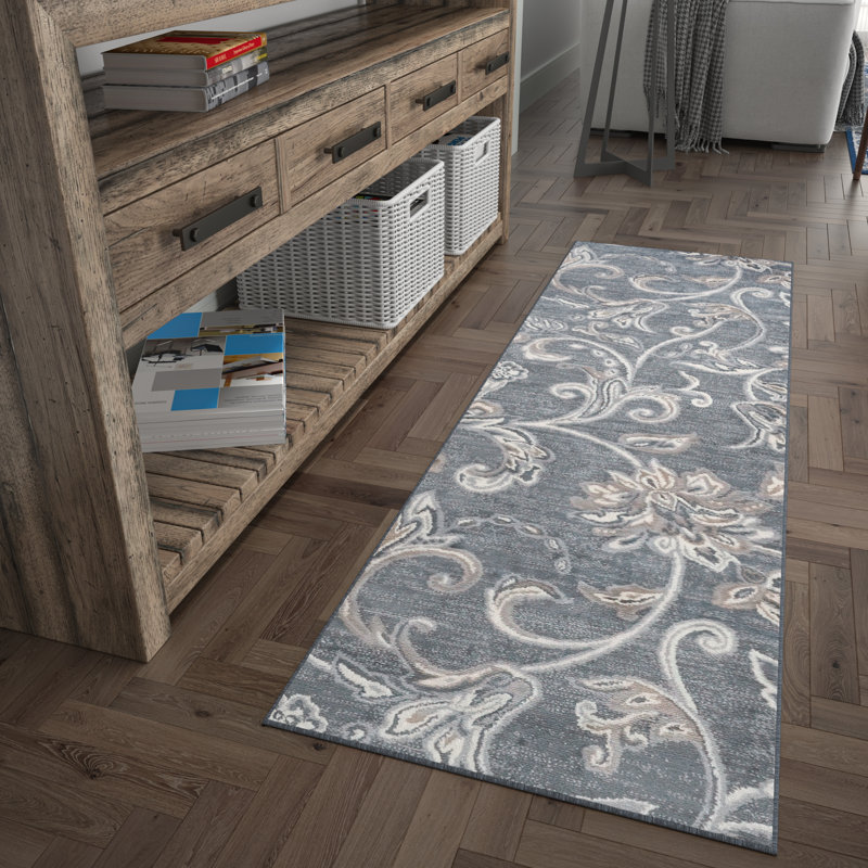 Tapis gris foncé Wealden, Tapis de couloir 2 pi 3 po x 7 pi 3 po