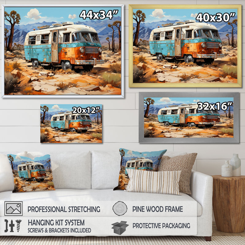 Minimalisme camping fourgon I - impression, Cadre doré simple, H 12 po x l 20 po x P 1 po