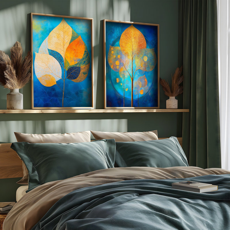 Elegant Decorative Framed MDF Paintings (2 Pieces), Pine Wood Frame, 27.6 x 19.7 x 0.1 inches | 100% MDF, Thickness: 0.1 inches | UV Printed Artwork, Perfect for Living Room & Office Décor, Stylish & Modern Design