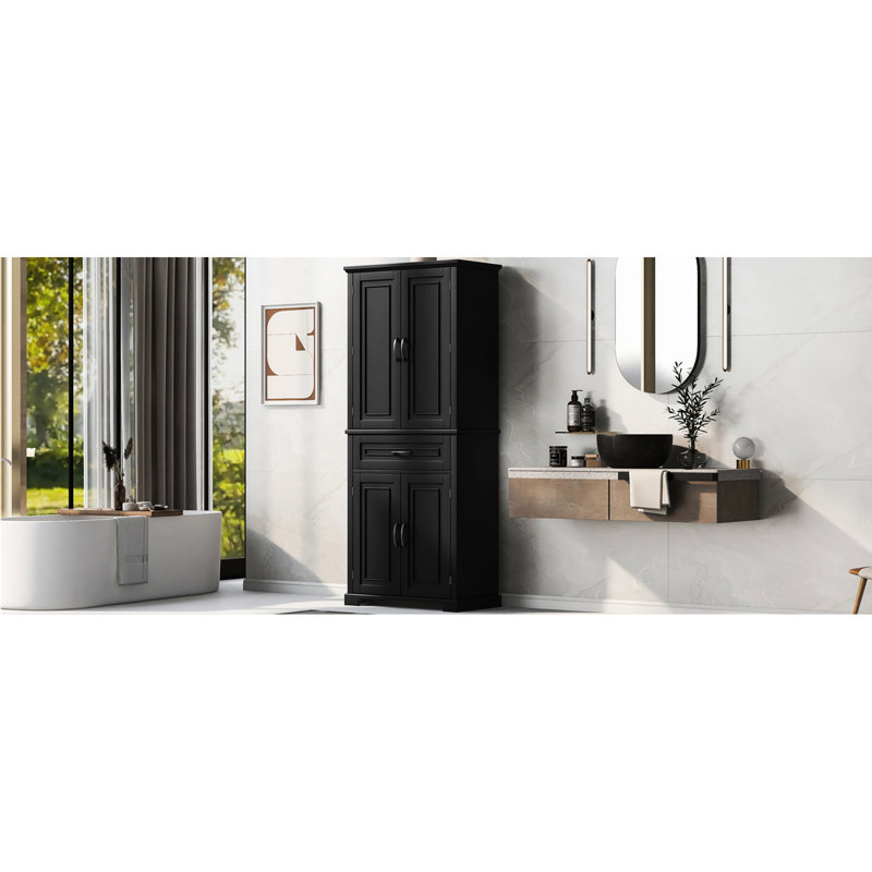 Armoire noire pour salle de bain - Tablette réglable Solution de rangement spacieuse Grand espace, Black
