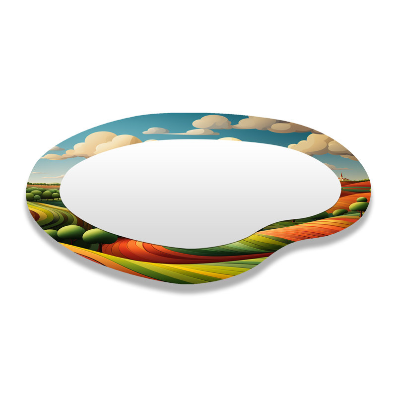 Bold Farm Landscape I - Formes asymétriques de prairie - Grand miroir mural traditionnel