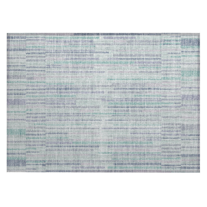 Machine Washable Indoor/Outdoor Xhevrie Mint Rug, Rectangle 1'8" x 2'6"