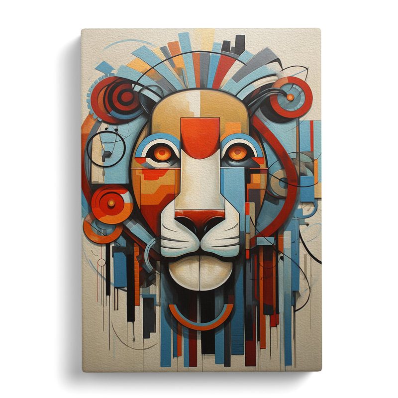 Lion Constructivism Art No.4 - Wrapped Canvas, 76cm H x 50cm W x 3cm D