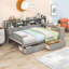 Multifunctional Wooden Daybed with Built-in Desk, Side Storage Shelves and Drawers-1302649857-1305390250