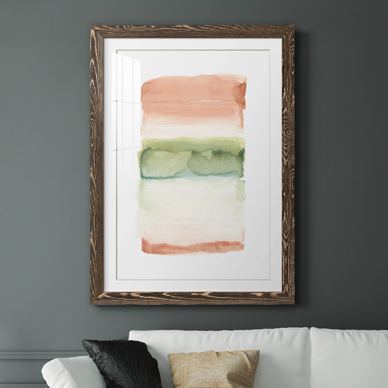 Skye II - Peinture encadrée sur papier, H 37,5 po x l 27,5 po x P 1,5 po, Papier, cadre noyer