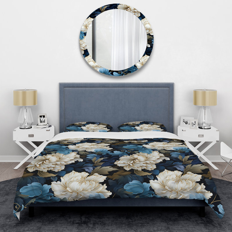 Ensemble de housse de couette Astrask Blue White Damask Radiance I - Damask