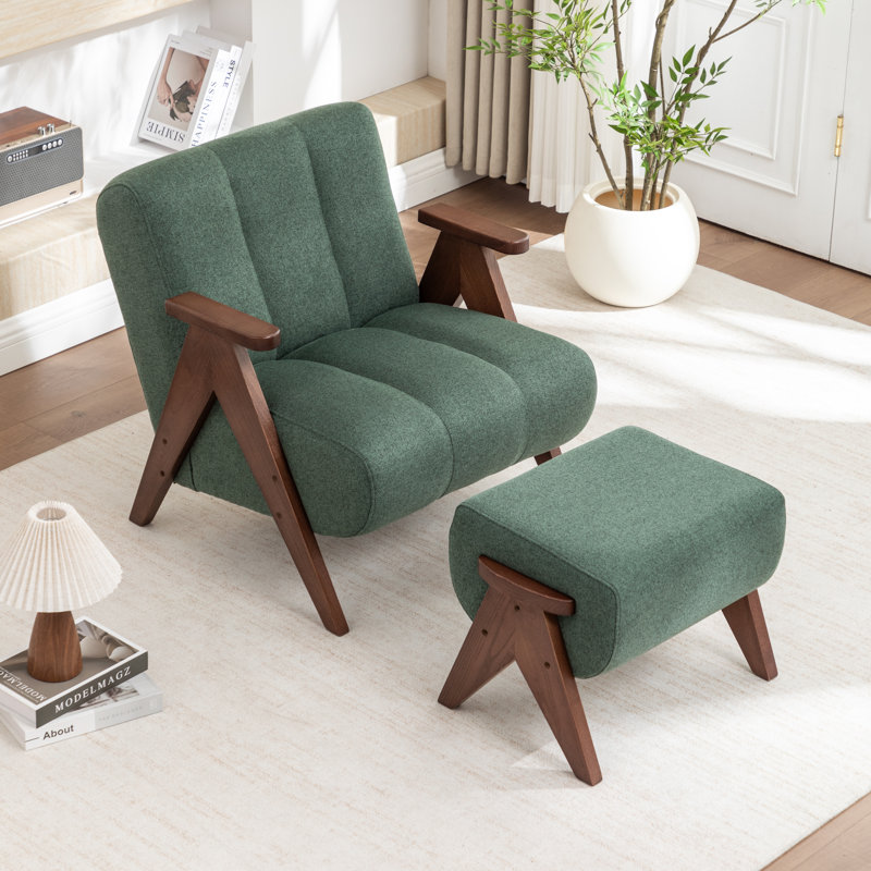 Fauteuil avec repose-pieds Chenice, Vert