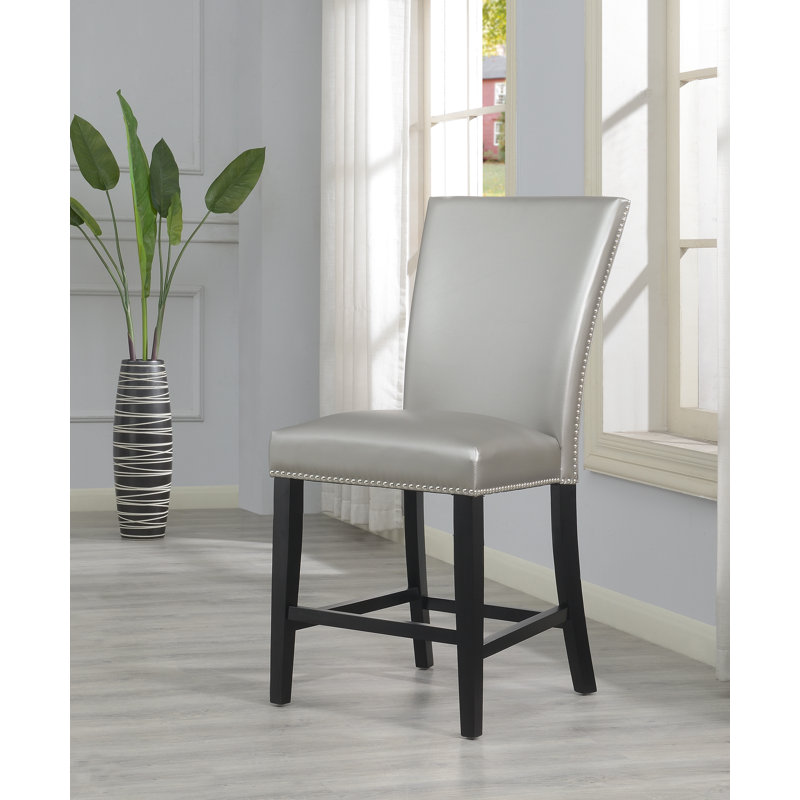 26'' H Faux Leather Upholstered Dining Chair, Silver