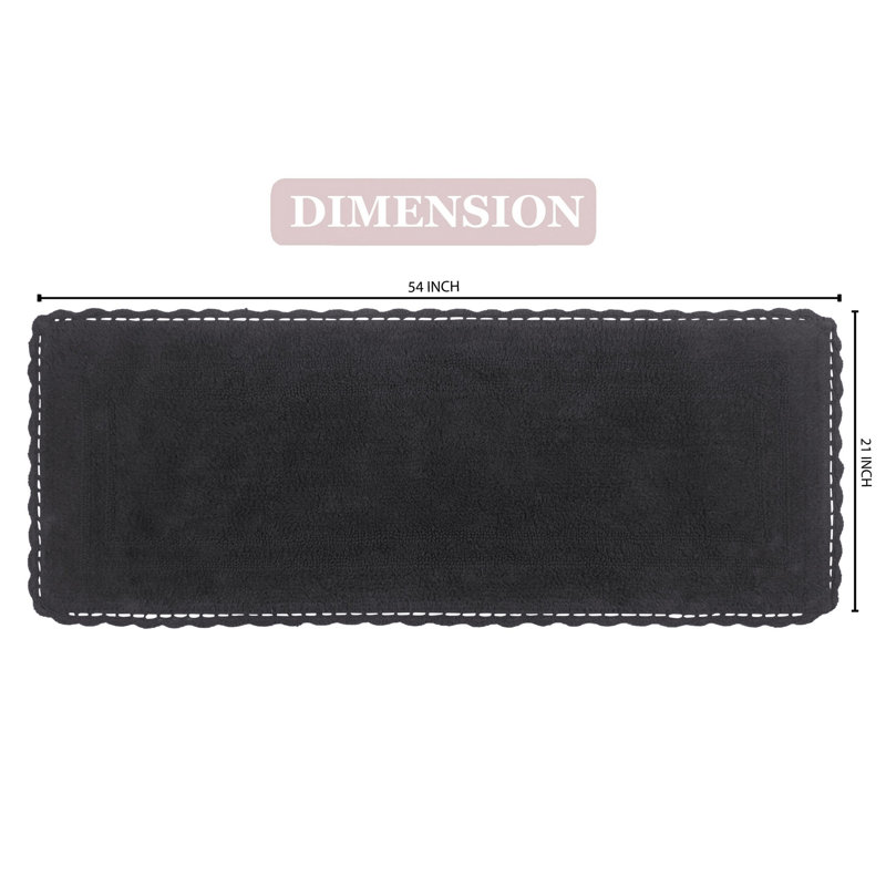 Tapis de bain réversible décontracté 100% coton Casual Elegance Bathmat, l 21 po x L 54 po, gris