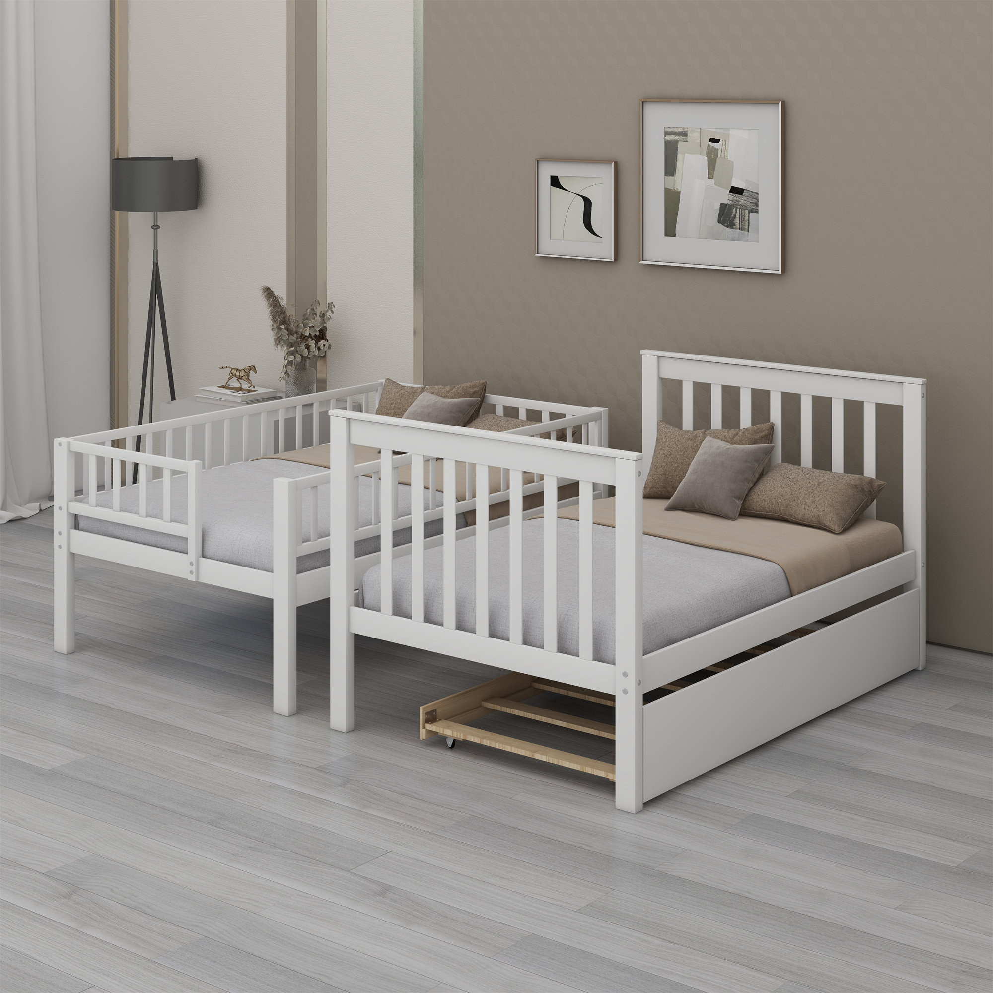 Harriet Bee Bunk Bed With Trundle And Storage Staircase - Wayfair Canada