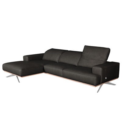 Edeltraut Genuine Leather Corner Sofa with Wooden Frame