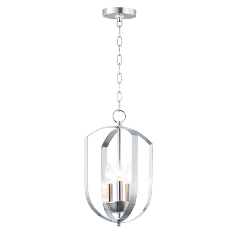 Lustre géométrique unique à 3 lumières Albano, Nickel satiné