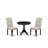 3 Piece Kitchen Table & Chairs Set Contains a Round Dining Room Table with Pedestal and 2 Doeskin Linen Fabric Upholstered Chairs, Wirebrushed Black-1559574851-1559574874