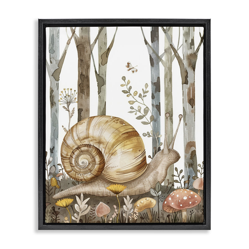  "Woodland Snail Nature Floater", art mural par LSR Design Studio, H 31 po x l 25 po, Cadre flottant noir de jais