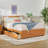 Mid Century Modern Solid Wood Queen Storage Bed With 2 Drawers-1491850536