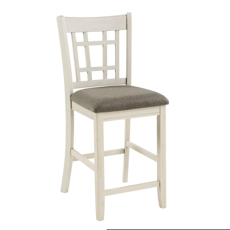 Chaises à hauteur de comptoir blanc antique avec cadre en bois 2 pièces - Siège rembourré brun