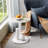 White Marble End Tables Set of 2, Nightstands for Living Room, Bedroom, Office-1244292512