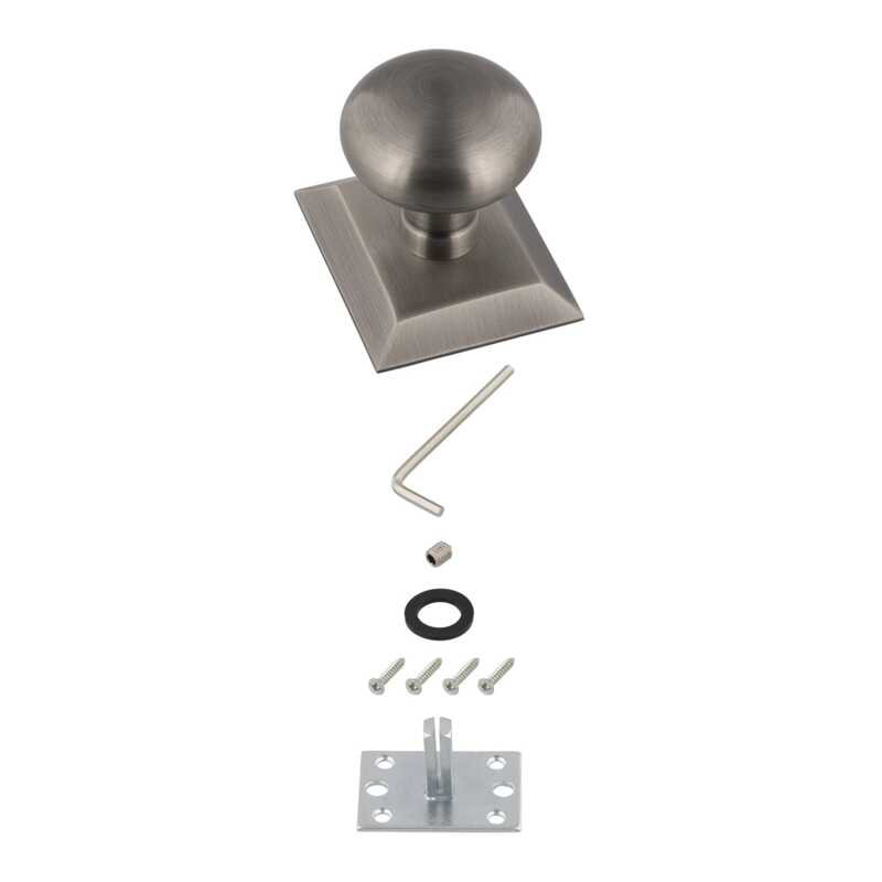 Grandeur Fifth Avenue Short Plate Single Dummy with Fifth Avenue Knob, Antique Pewter, Square