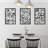 3 Piece Set Wall Decor, Floral Hollow Out Abstract Design, Black Rectangular Metal Frame
