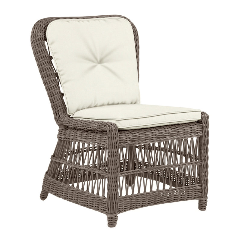 Southampton Patio Dining Side Chair with Cushion (Set of 2), Southampton Oyster, Cloud