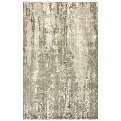 Tapis de zone grise noué la à la main abstract Kirkpatrick