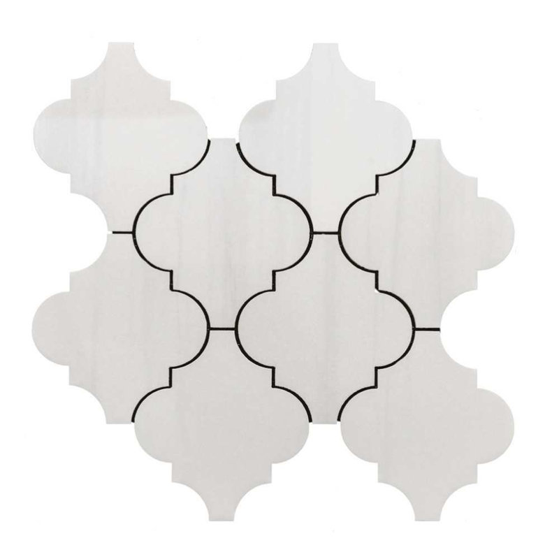 Stately Arabesque 11" x 12" Porcelain Marble Look Wall & Floor Tile, Dolomite Ivory