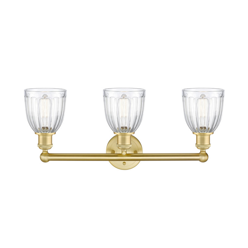 Éclairage pour meuble-lavabo de salle de bain 3 lumières 23,75 pouces Radegonde, Transparent, Or satiné