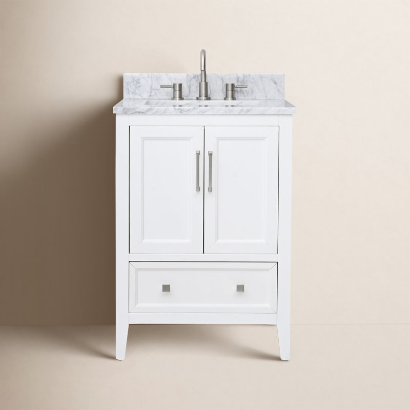 Everette 25'' W Single Vanity, White, 25"