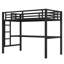 Lit mezzanine simple en métal avec prise de courant et éclairage à DEL, peu encombrant, noir