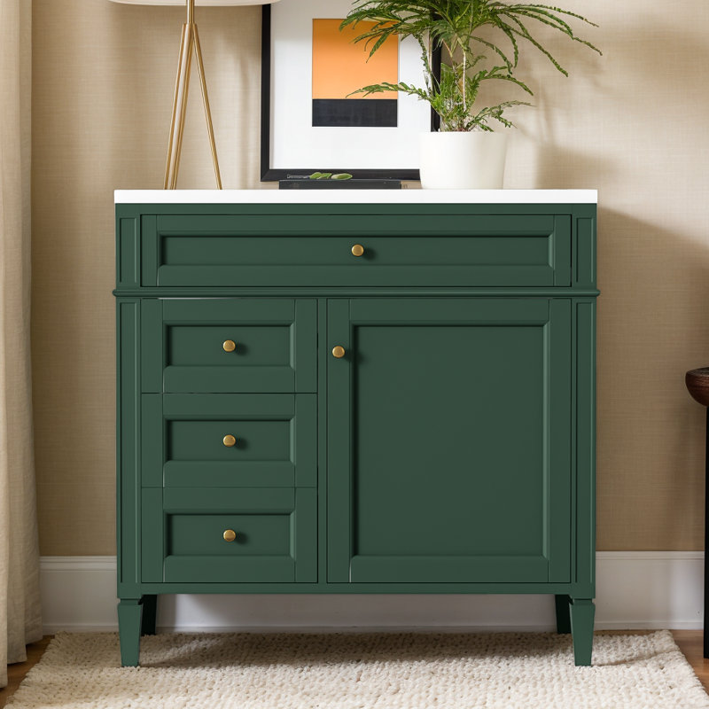 Meuble-lavabo simple 33,78 po avec lavabo supérieur, Vert