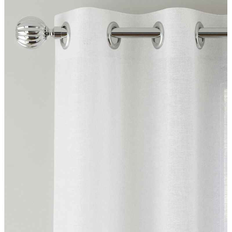 Rhayna Sheer Curtain Pair, 140cm Width x 183cm Drop, White