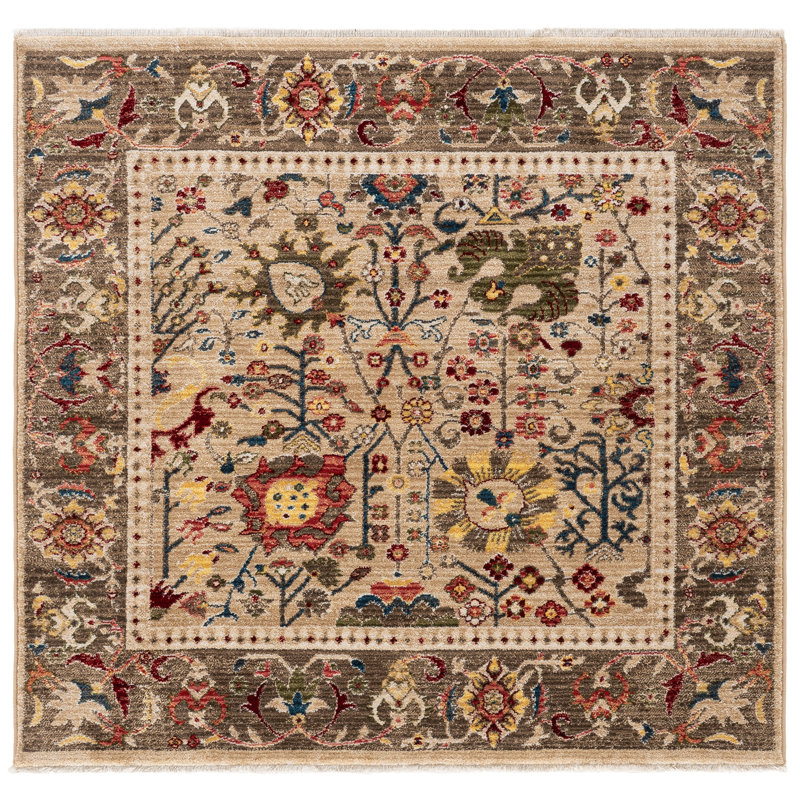 Kurtz Performance Oriental Rug, Square 5'1", Beige