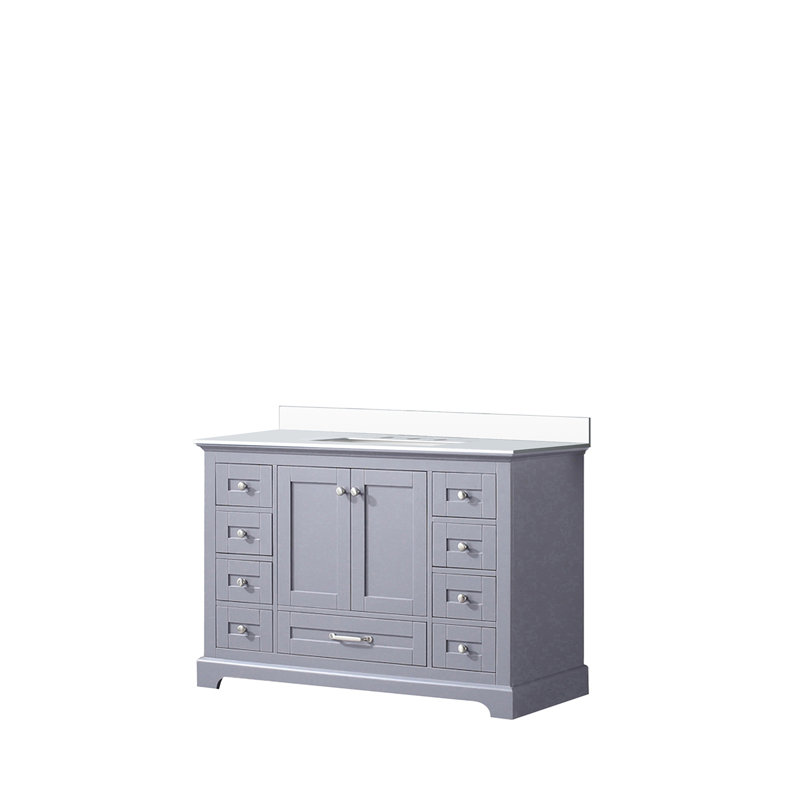 Single Bath Vanity with White Quartz Top, Dark Gray
