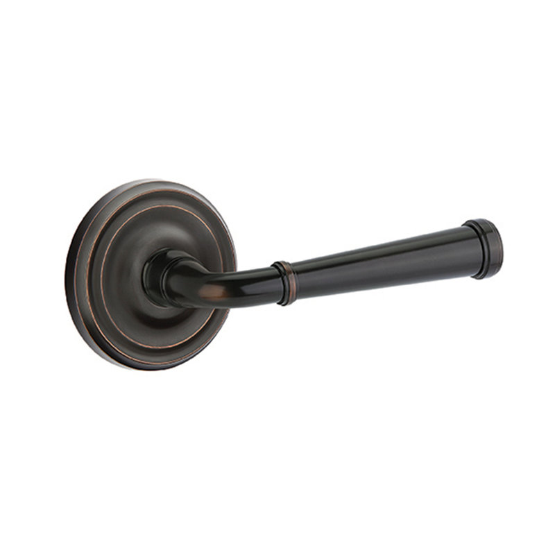 Merrimack Round Passage (Hall & Closet) Door Lever with Round Rosette, Oil Rubbed Bronze, Right
