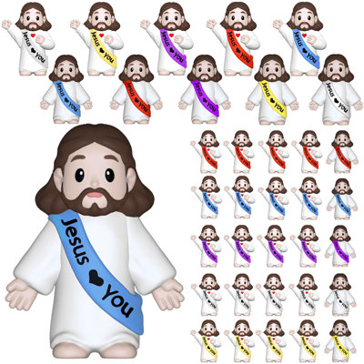 50 Pcs Little Jesus Figures – Multicolor “Jesus Loves You”Baby Jesus Figure Mini For Easter Egg Stuffers, Christmas Party Favors, Religious Celebrations