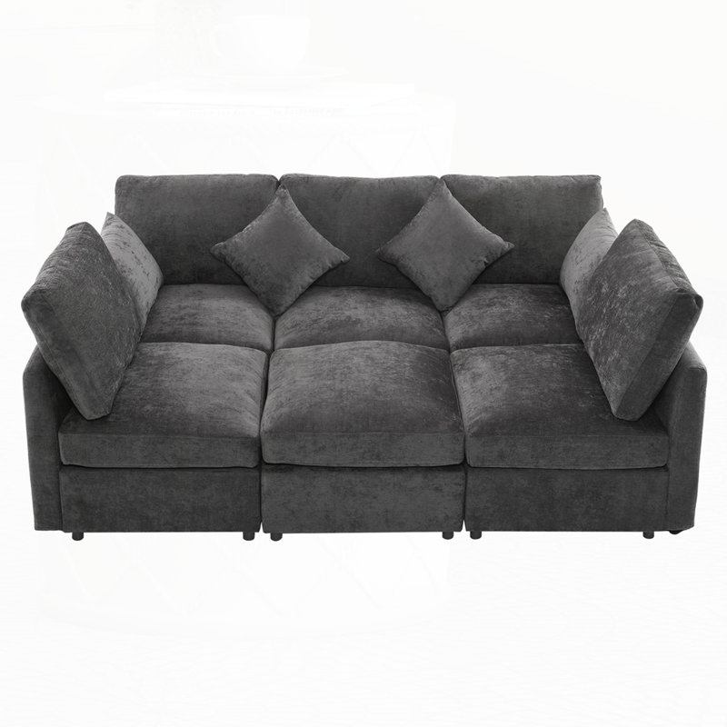 Sectional Sofa Modular Sofa U-shaped Sofa Couch, Black