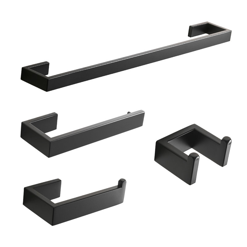 4 - Piece Bathroom Hardware Set, Matte Black