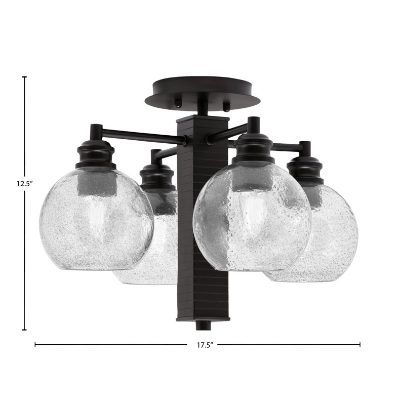 Edge 4 Light Semi-Flush With 5.75" Glass, Smoke, Espresso