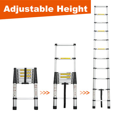 Échelle télescopique 10,5 pi, échelle télescopique, échelle pliante en alliage d'aluminium portable multi-usages pour le travail intérieur et extérieur, charge robuste de 300 lb