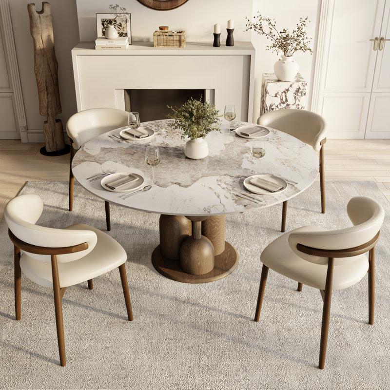 Table de salle à manger Amberly Luxury Modern, H 29,52 po x l 53,15 po x P 53,15 po, Chanel