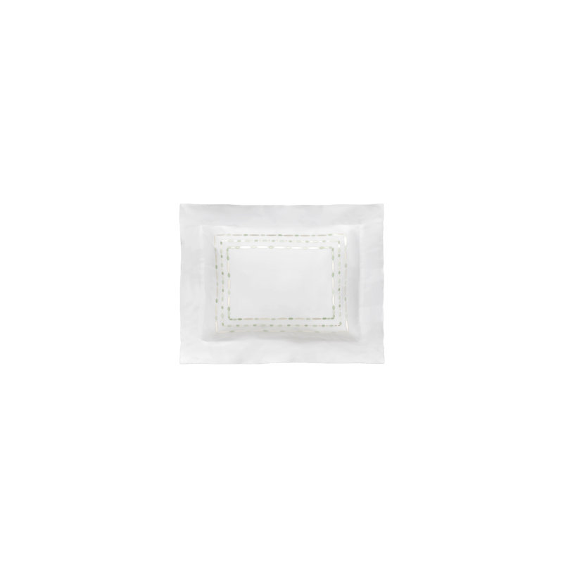 Sole Embroidery By DEA Sateen Sham, Boudoir Sham, White/Crystal Cove